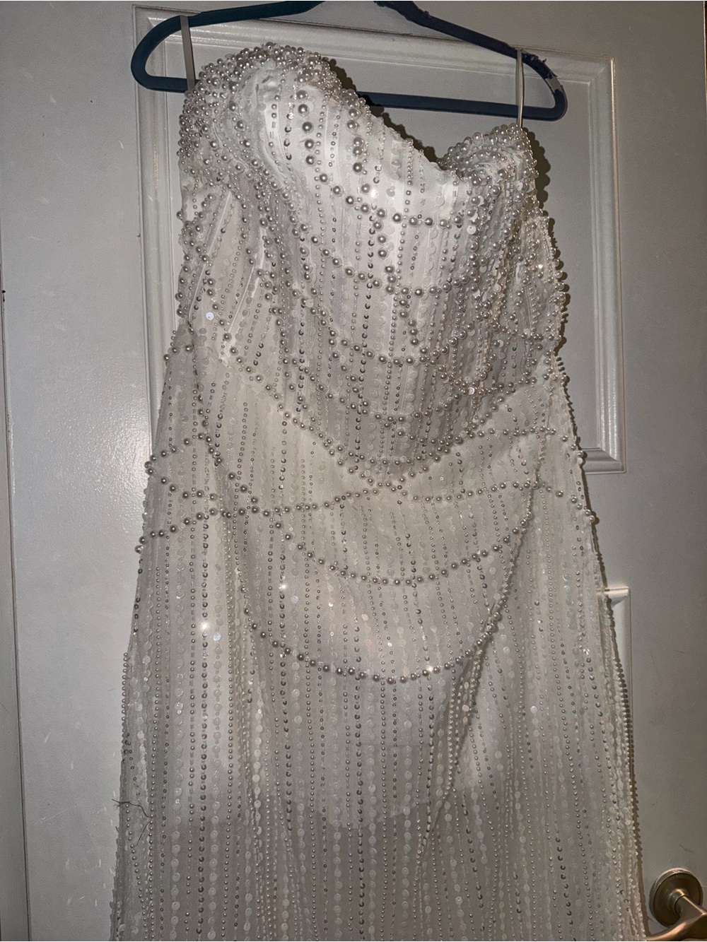 Elegant White Beaded Strapless Dress